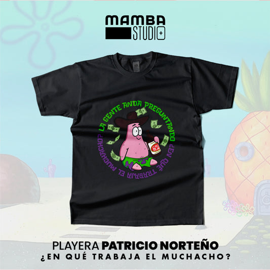 Playera Bob Esponja Norteño "EN QUÉ TRABAJA EL MUCHACHO"