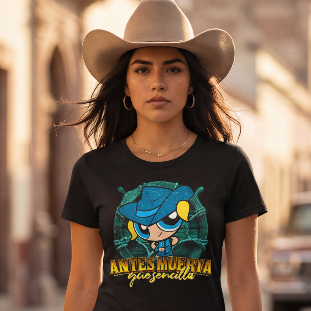 Playera Burbuja Norteña "ANTES MUERTA QUE SENCILLA"