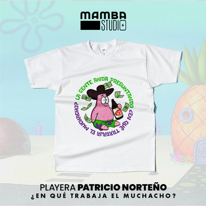 Playera Bob Esponja Norteño "EN QUÉ TRABAJA EL MUCHACHO"