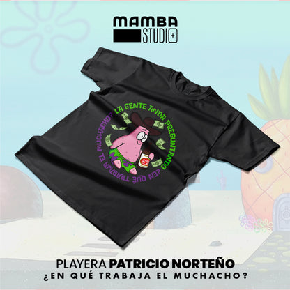 Playera Bob Esponja Norteño "EN QUÉ TRABAJA EL MUCHACHO"