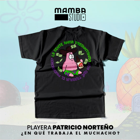Playera Bob Esponja Norteño "EN QUÉ TRABAJA EL MUCHACHO"