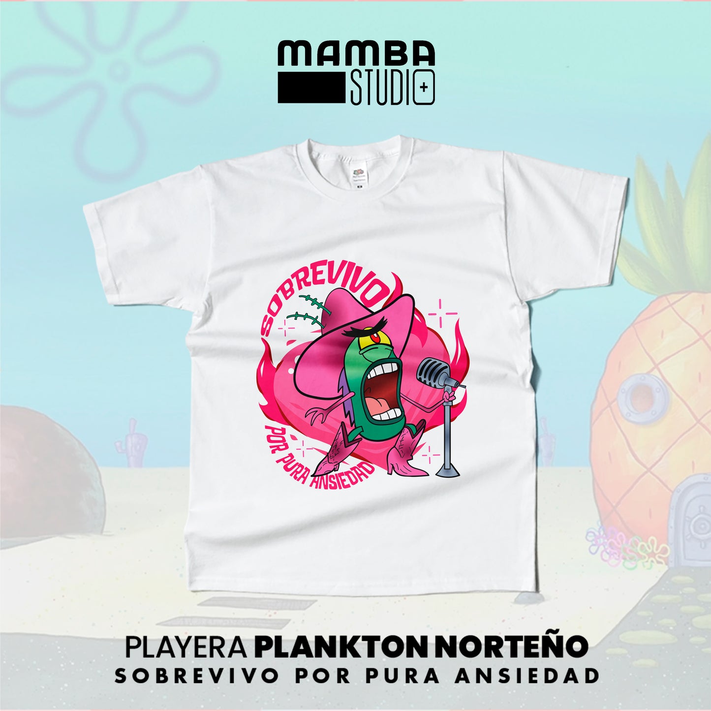 Playera Bob Esponja Norteño "SOBREVIVO"