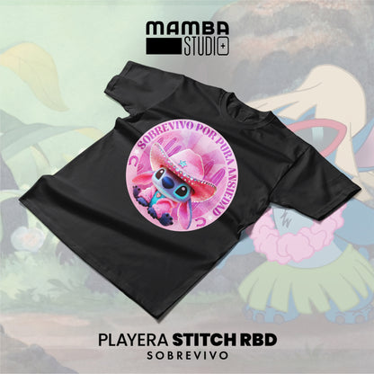 Playera Stitch RBD "SOBREVIVO POR PURA ANSIEDAD"