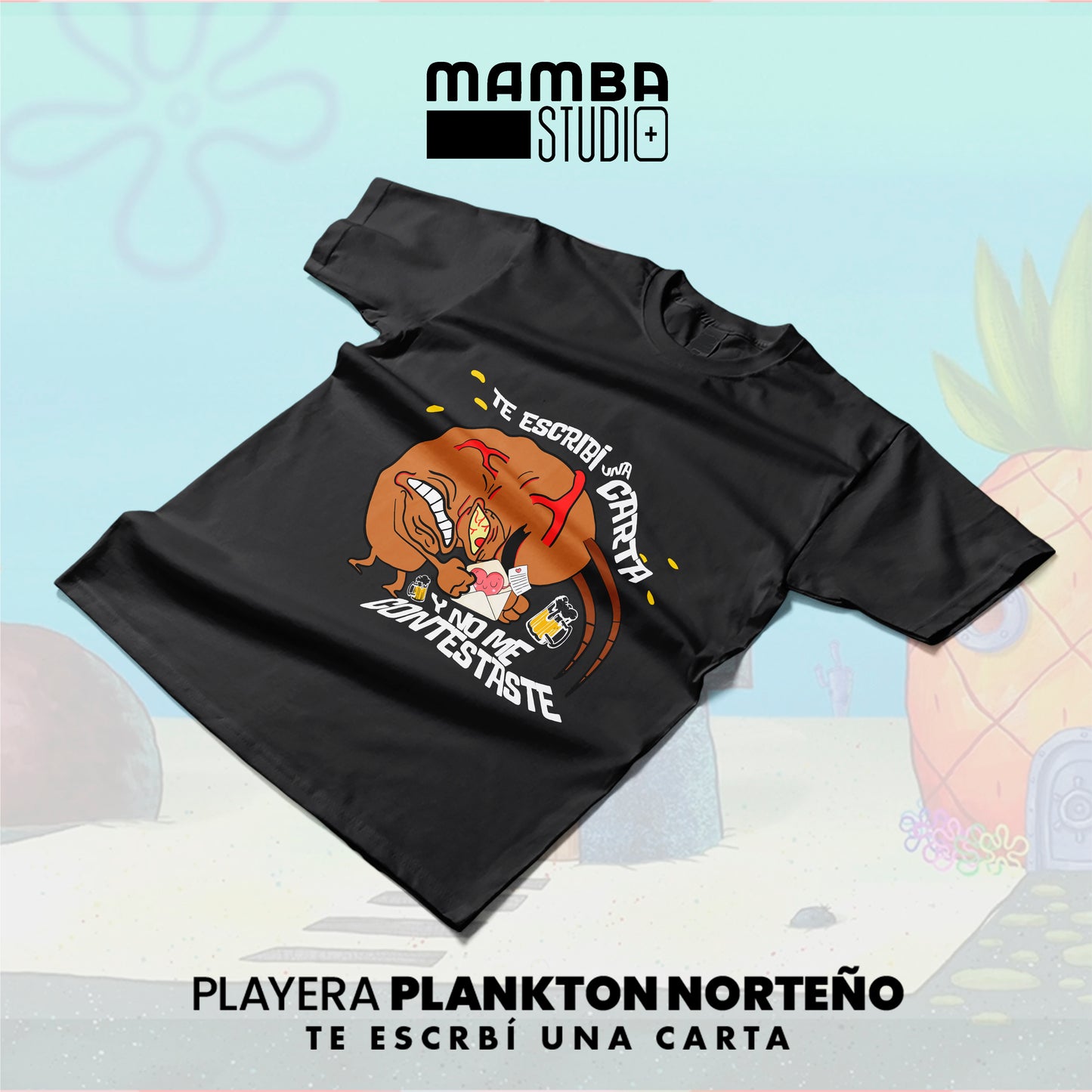 Playera Bob Esponja Norteño "TE ESCRIBÍ UNA CARTA"