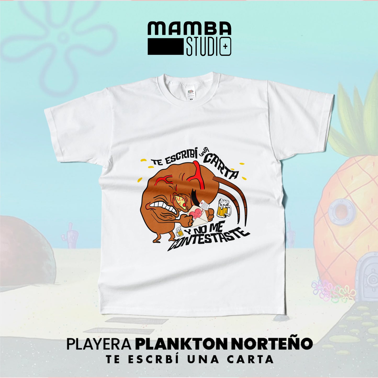 Playera Bob Esponja Norteño "TE ESCRIBÍ UNA CARTA"