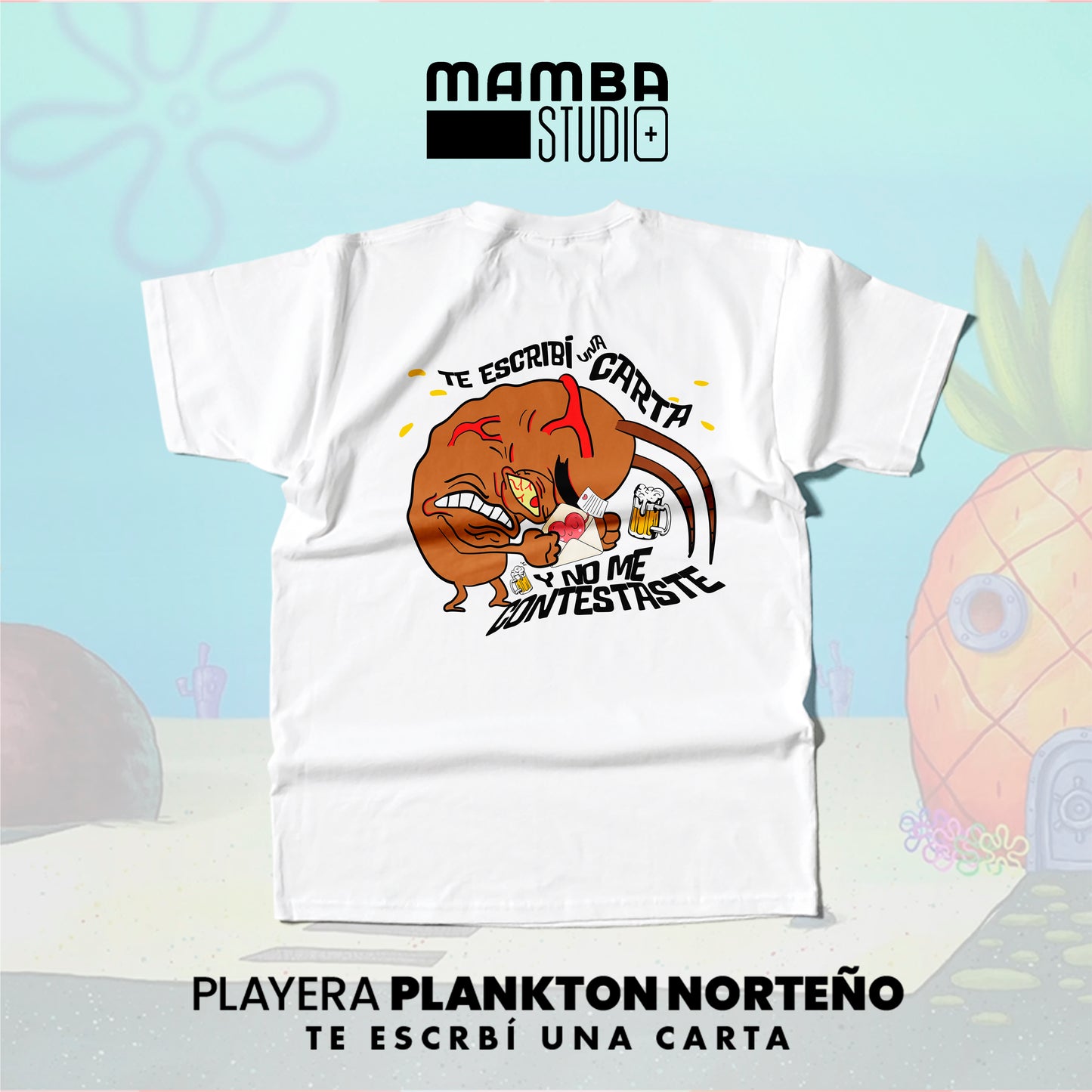 Playera Bob Esponja Norteño "TE ESCRIBÍ UNA CARTA"